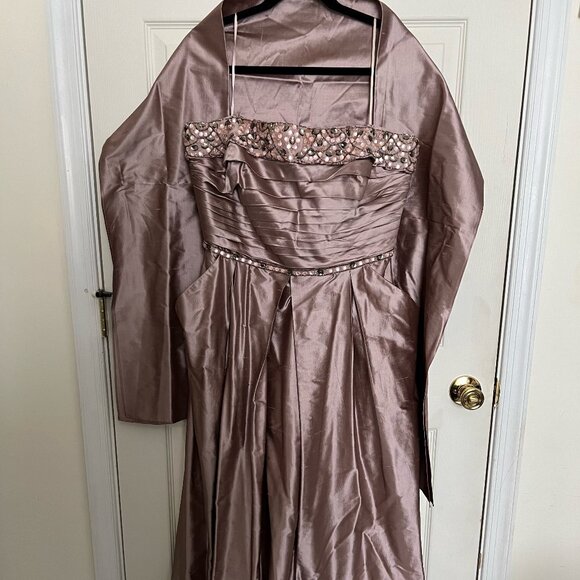 GENTLY WORN Kay Unger Silk Evening Gown Size 18 | Light Purple | Beaded Bodice - Picture 1 of 5